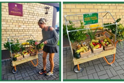 Vežimėlis su daržo gėrybėmis