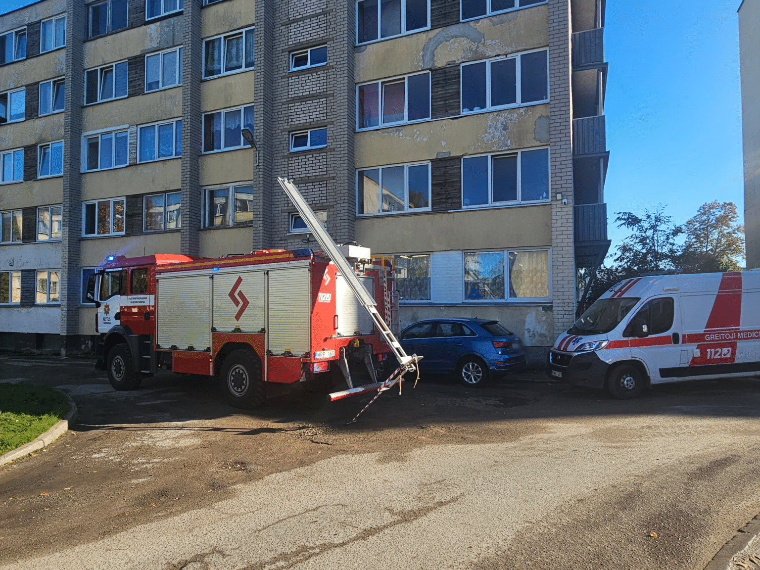 tarnybos prie daugiabučio Naujojoje gatvėje