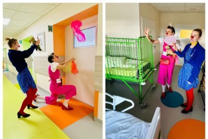 Raudonos nosys gydytojai klounai