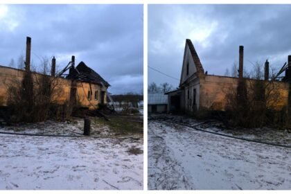 Apdegęs namas Rodžios kaime