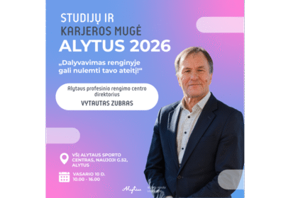 Vasario 10 d., antradienį, Alytaus sporto centre vyks pirmoji Pietų Lietuvoje Studijų ir karjeros mugė 2026